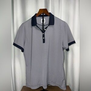 FootJoy Navy White Striped Polo Shirt Women’s Large Golf Classic Preppy